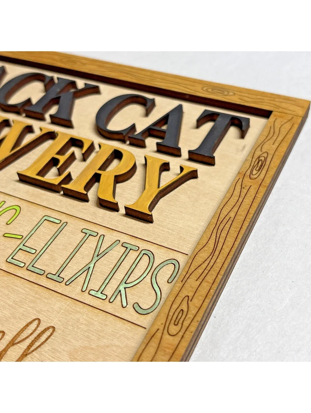 Black Cat Brewery Halloween 3D Wood Sign Art Wall Décor/TonicsPotions Elixirs